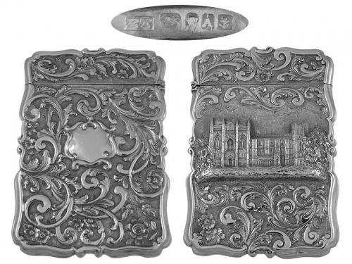 Victorian Silver Castle Top Card Case 1849